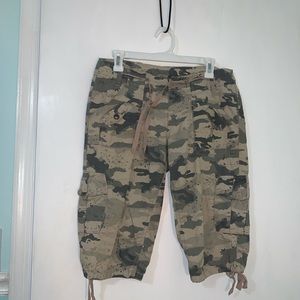 Army camouflage tie up cargo pants